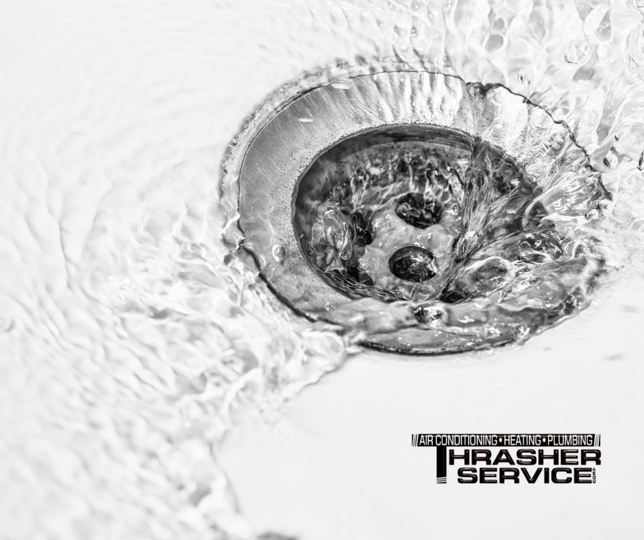 A sink drain flowing nicely after a Des Moines plumber from Thrasher Service cleared a backed up drain. 